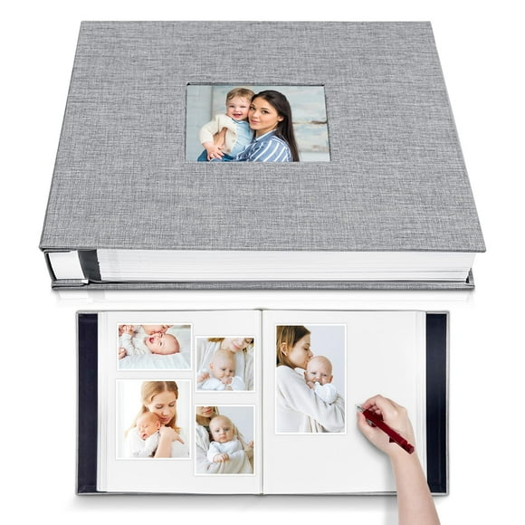 Funda de lino autoadhesiva HoneyTolly para álbum de fotos, color gris