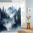 thumbnail image 4 of Shower Curtains for Bathroom, Blue Black Mountain Waterproof Fabric Shower Curtain, Forest Pine Trees Abstract Art Decorative Bathroom Curtain for Bathtub, 66"x72", No Hooks Included, 4 of 9