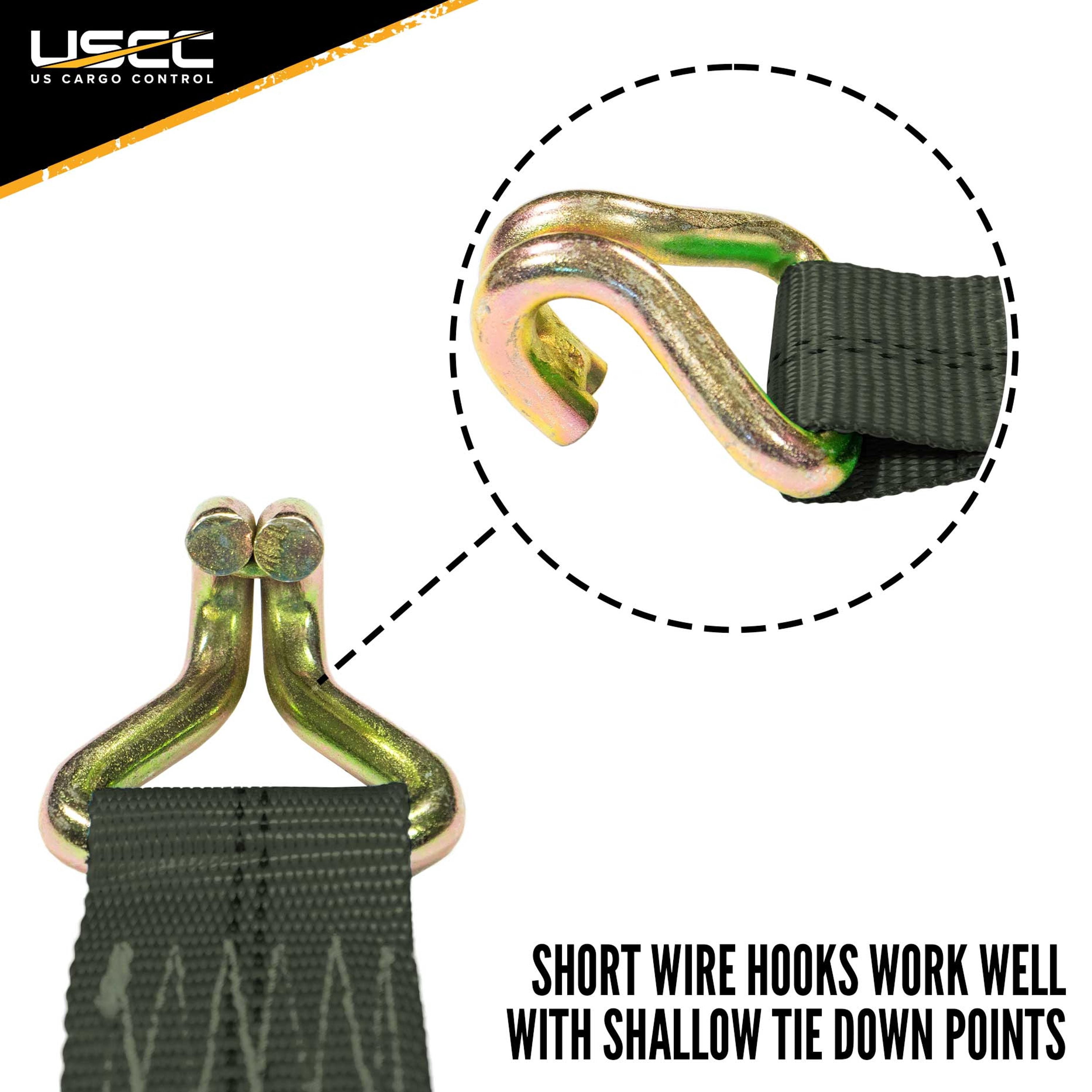 US Cargo Control Ratchet Straps, 2 Inch x 27 Foot Ratchet Strap, 2 Inch Ratchet Strap, Olive Ratchet Strap, Wire Hook Ratchet Strap, Tiedown Strap With Double J Hooks, Dependable Cargo Strap