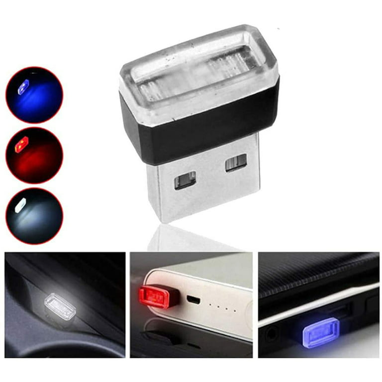 TOTMOX Mini USB Car LED Ambient Lights,2Pcs Interior Atmosphere Light  Interface Plug-in, Pink 