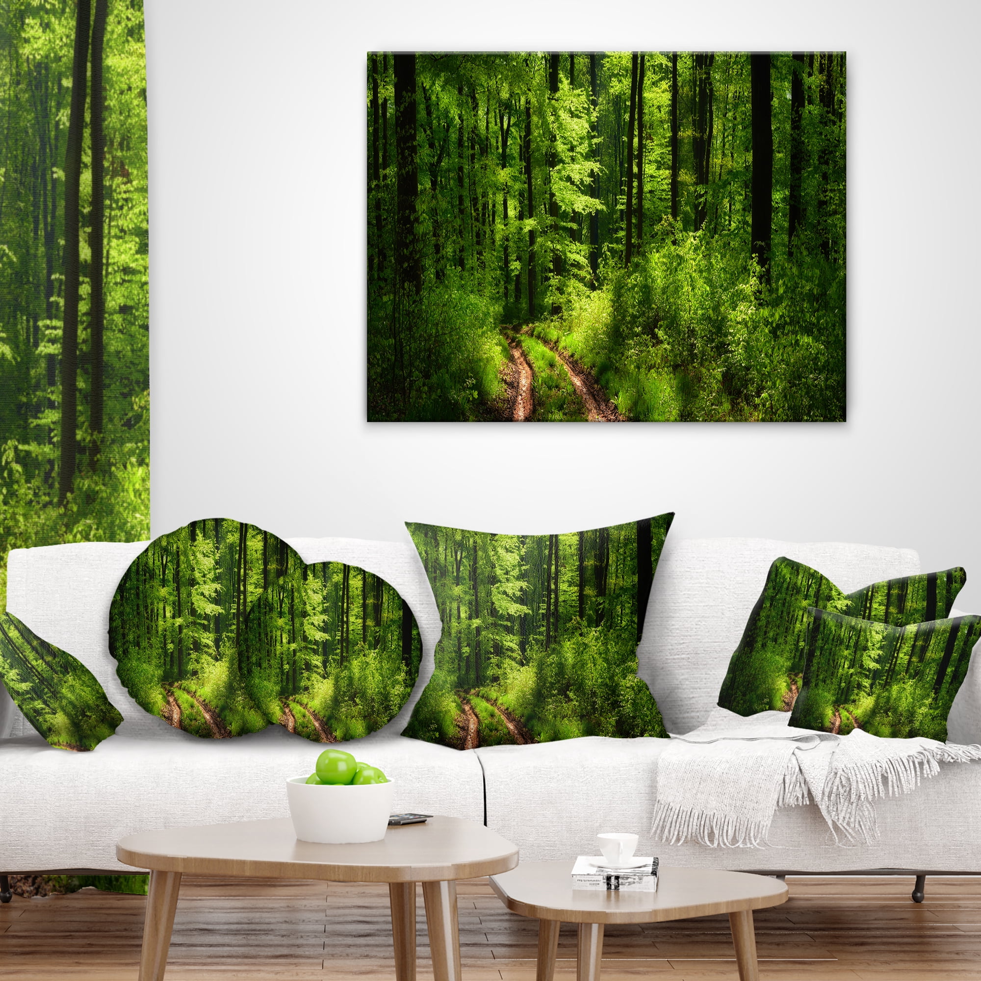 Designart Fascinating Greenery in Wild Forest - Forest Throw Pillow - 18x18
