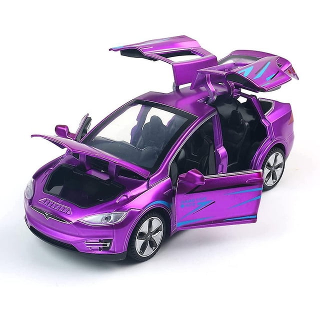 Modelo de coche X escala 1:32, juguetes electrónicos fundidos a presión con luces y música, mini vehículos, juguetes para niños, regalo (púrpura deslumbrante)