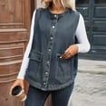 thumbnail image 5 of Ladies Denim Jackets Sleeveless Vest Trendy Button Down Jean Jacket Casual Solid Loose Cotton Waistcoat Gilet with Pockets 2025 Fashion and Versatile Clothes, 5 of 7