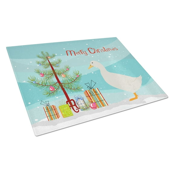 American Pekin Duck Christmas Glass Cutting Board Large