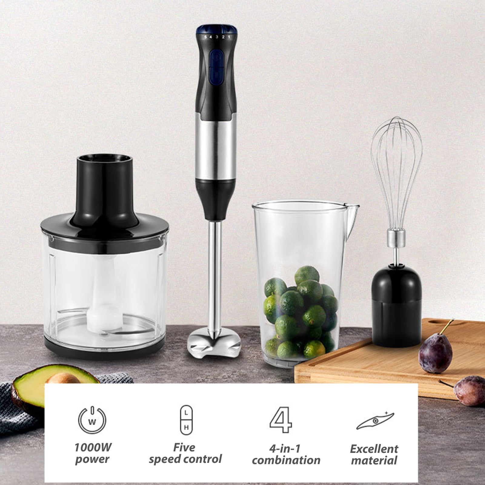 Xinyolin Electric Handheld Blender with Stainless Steel Blade Speed Adjustable EU Plug 220V Hand Blender Electric Meat Grinder Kit