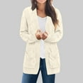 thumbnail image 2 of Ynynloco Long Cardigans for Women Open Front Long Sleeve Thick Cable Knit Cardigan Solid Color Warm Trendy Sweaters Outwear with Pockets, 2 of 6