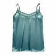 thumbnail image 4 of Holzkary Women's Lace Silk Satin Pajama Tank Tops V Neck Camisole Soft Spaghetti Strap Tops Loose Sleepwear Lace Suspenders Are Designed Sense Of Wearing A New Summer Plus Size Back Suit Green Xl, 4 of 7
