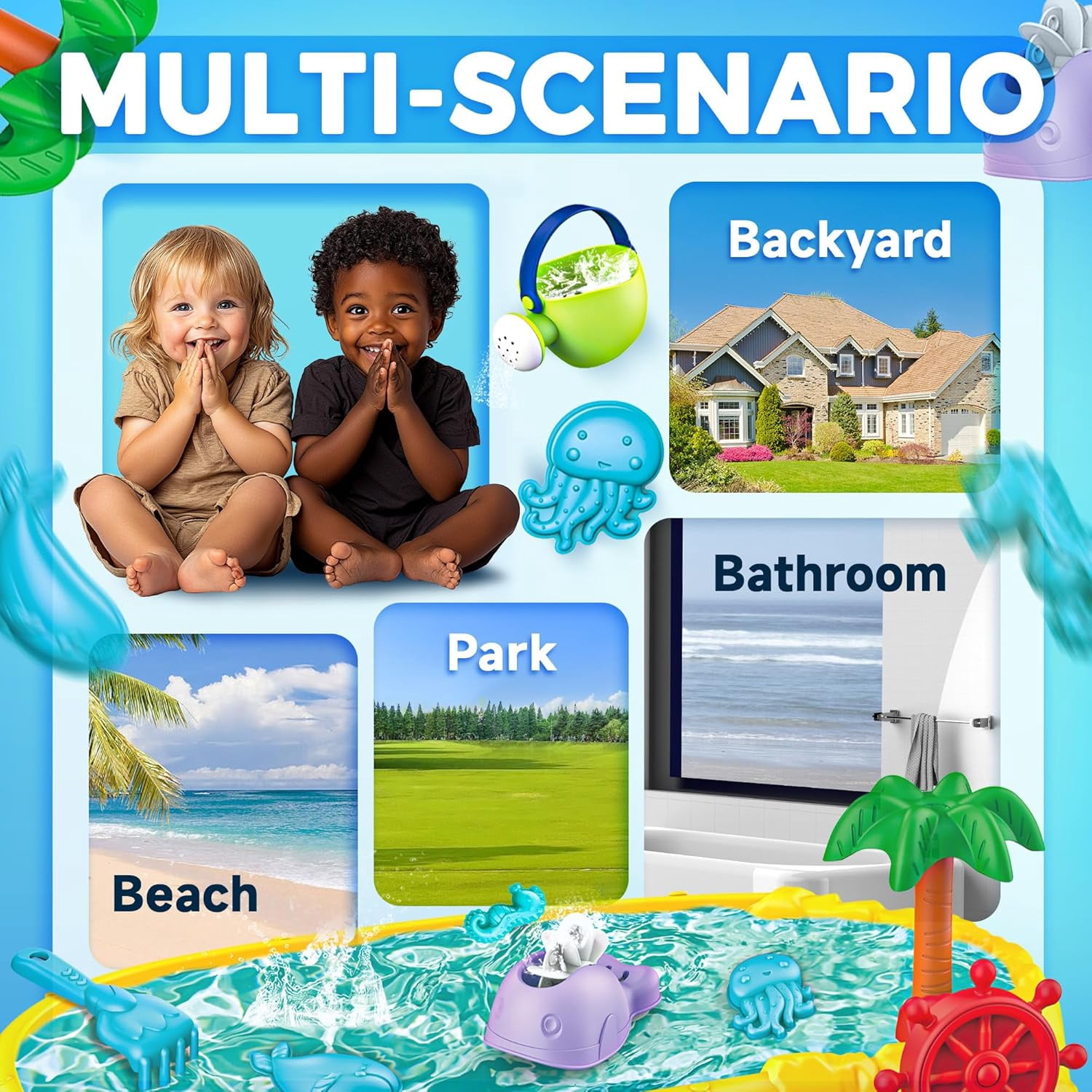 Water Table for Toddlers 1-8 with 15 Accessories - Outdoor Sensory  for Kids Ages 1-8