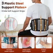 FlareMore Cordless Heated Waist Belt for Lower Back Pain Relief,USB Rechargeable Lumbar Support Brace with 3 Heating and 3 Vibration Modes,Adjustable Fit for Abdomen and Back,Black