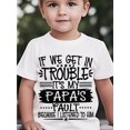 thumbnail image 1 of Boys' "If We Get in Trouble It'S My Papa'S Trouble" Graphic T-Shirt, Crew Neck, Short Sleeve, Casual & Sporty Tee for Spring/Fall, Youth Clothing|Sporty Design|Applique Detail, 1 of 6