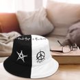 thumbnail image 3 of Techinal Unisex Black White Color Block Hip Hop Bucket Hat Graffiti Star Print Panama Cap, 3 of 10