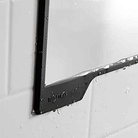 TOOLETRIES Mighty Mirror - anti-fog shower mirror. 100% silicone. SHATTERPROOF mirror. Grips to shiny surfaces. No suction cups | No adhesives (Charcoal (Large))