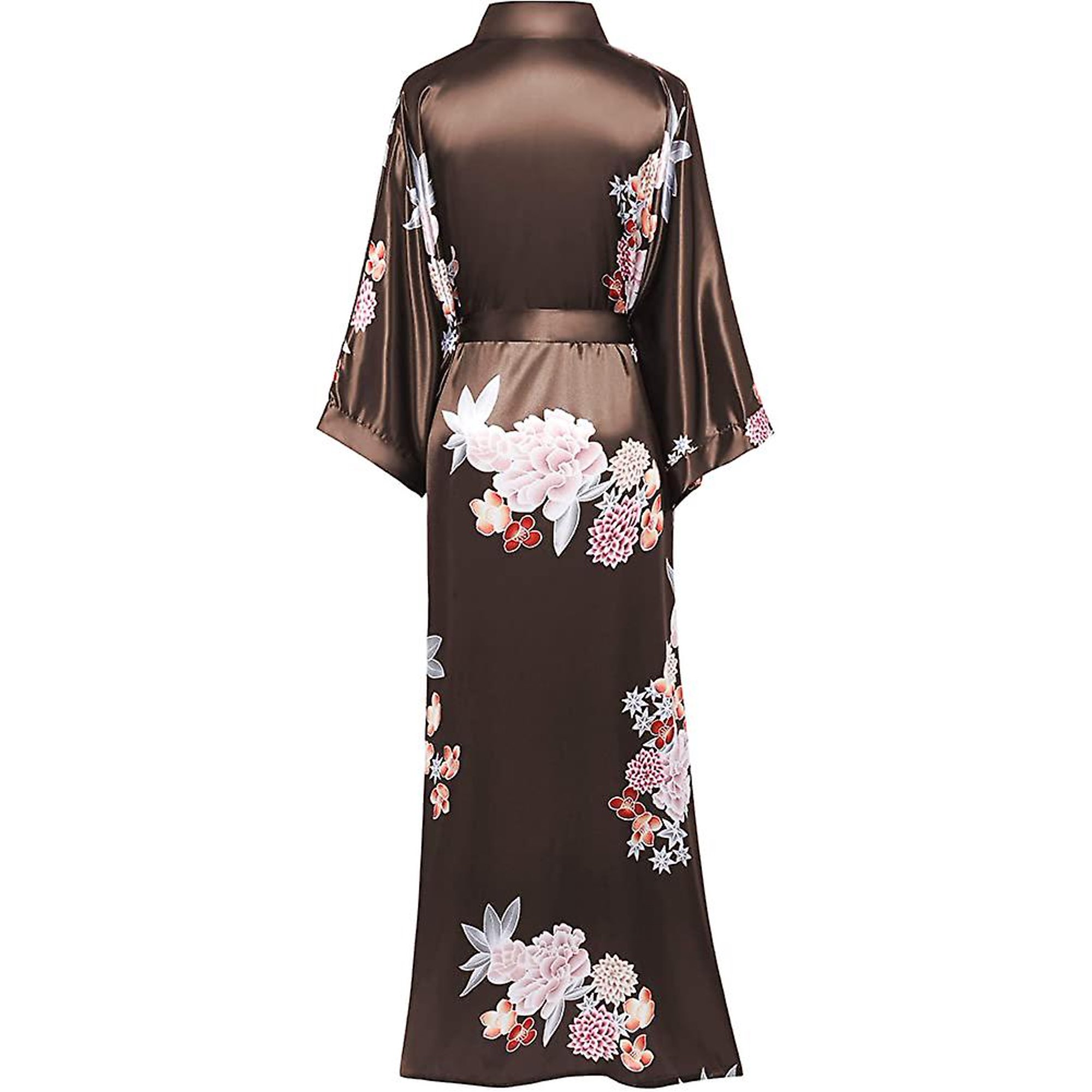 Robe De Chambre Kimono Courte En Satin Floral - Taille Unique Confortable Et Élégante