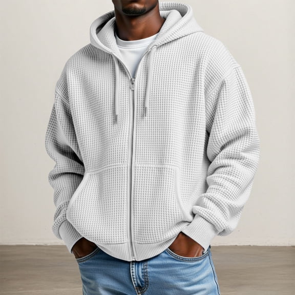 MHFRRA Hoodie Men Knit Zip up Hooded Sweatshirt Casual Soft Warm Lined Pullover with Front Pockets XXXXXL