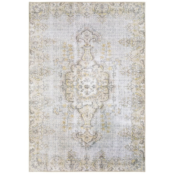 Belen Traditional Oriental Area Rug, Grey/ Gold, 8' x 11'