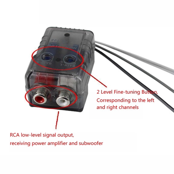 Car Adjustable Line Control Output Impedance Converter Wire High to Low Level Stereo RCA Adapter Amplifier Stereo