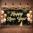 thumbnail image 5 of Gold Pink Happy New Year Banner Festive New Year Display Sparkling Firework Design Balloon Decor Festive Backdrop for New Year Party Holiday Celebration Indoor Decor, 5 of 9