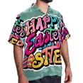 thumbnail image 2 of Easter Font Men's Casual Short Sleeve Printed Button Down Spread Collar Tops Summer Beach Shirts Unisex, 2 of 6