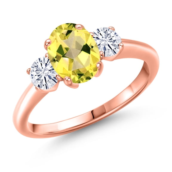 Gem Stone King 18K Rose Gold Plated Silver Ring Mystic Topaz Moissanite (2.02 Cttw)