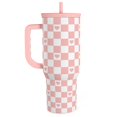 thumbnail image 1 of Vaso SANDJEST a cuadros y corazón de acero inoxidable de 1,2 L, 1 of 9