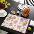 thumbnail image 5 of Pioneer Flower Floral Print Pattern Summer Linen Placemats Set Of 4, Washable Non-Slip Heat Resistant Table Mats for Kitchen, 12x18 Inch, 5 of 6