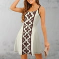 thumbnail image 3 of Brown And White Pattern Border Slip Dress Dress Summer Elegant Women's Dress Women's Clothing, 3 of 6