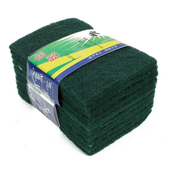Unique Bargains Kitchen Bowl Dish Rectangle Sponge Scourers Cleaning Pads Green 10 PCS