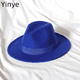 thumbnail image 2 of Sombrero de copa con cinta del mismo color, sombrero de fieltro de lana con cinta plana, sombrero para el sol para hombres y mujeres, sombrero de jazz de lana de imitación de lana, 2 of 6