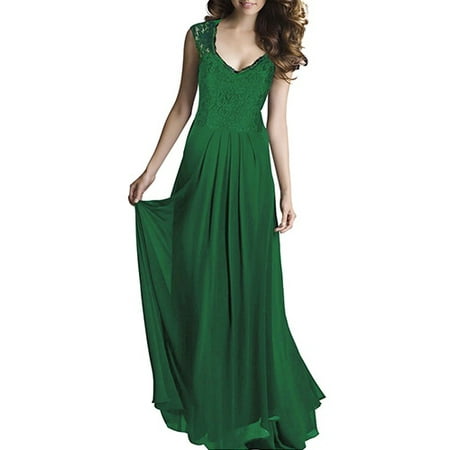 - women Dress Vintage Elegant Sexy 1950S Sleeveless Big Hem Lace Chiffon Party Dresses Vestidos Evening Long Maxi Dress