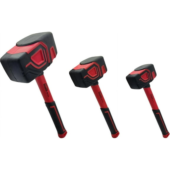 HOUSERAN 3 Pcs Rubber Mallet Set, 10oz/20oz/36oz, Heavy-Duty Soft Rubber Hammers with Non-Slip Grip