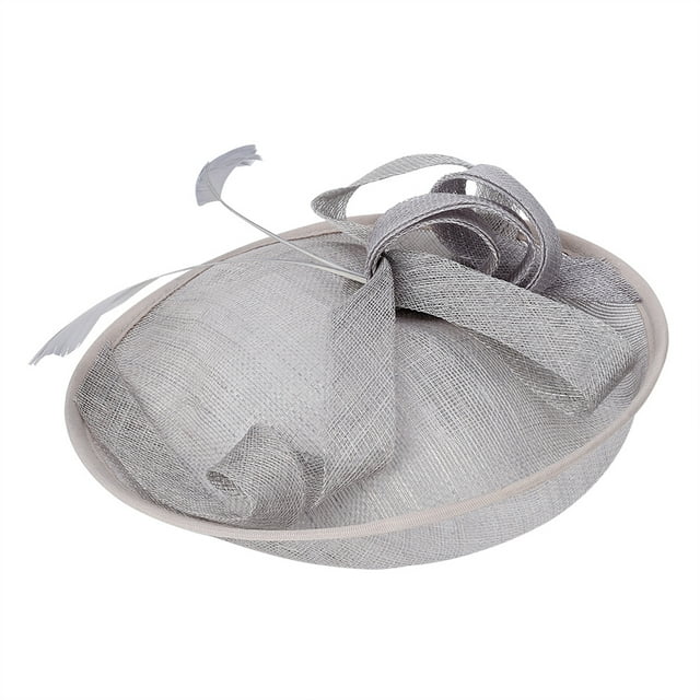 Elegante sombrero de boda nupcial, gorro de iglesia, accesorios para fiesta de té para mujer, decoración (gris plateado)