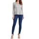 thumbnail image 2 of Blusas de encaje para mujeres, cuello cuadrado, de manga larga, elásticas, elegantes, casuales, con peplum, color gris, 2 of 6