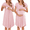 Pink, variant on Ekouaer Nursing Nightown Labor and Delivery Gown for Hospital Short Sleeve Maternity Sleepwear Pleated Breastfeeding Dress for Womens