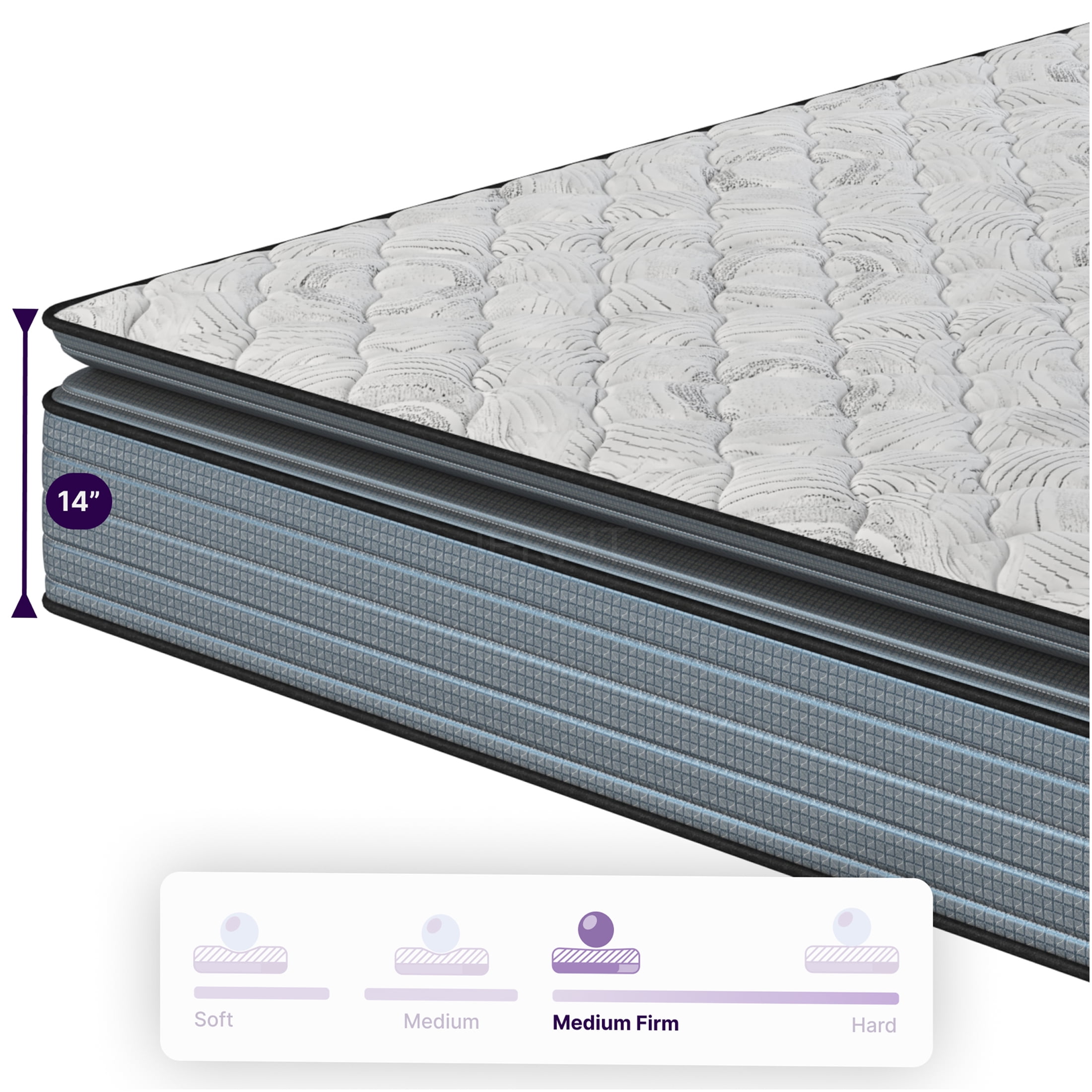 JERFIT 14 Inch Twin XL Hybrid Mattress, Medium Firm Gel Memory Foam Pocket Innerspring, Cooling Pillow Top, CertiPUR-US Certified, Motion Isolation, Pressure Relief