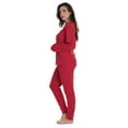 thumbnail image 2 of #followme Womens Thermal Henley Jogger Pant Set 6790-RED-L (Red, X-Small), 2 of 3