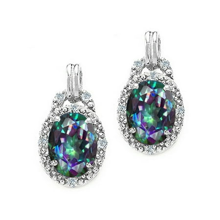 Tommaso Design Oval 8x6mm Rainbow Mystic Topaz Earrings In 14 Kt White Gold Tommaso Design Oval 8x6mm Rainbow Mystic Topaz Earrings In 14 Kt White Gold