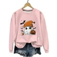 thumbnail image 2 of Heisall Womens Sweatshirt Halloween Theme Glitter Print Round Neck Casual Sporty Long Sleeve Fleece-lined Autumn Winter Fashion Casual Tops, 2 of 9