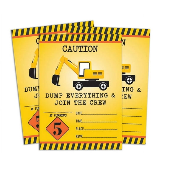 Darling Souvenir Yellow Birthday Invitation Card 28 Pcs Fill or Write In Blank Invites Printable Party Supplies 5 x 7 Inches