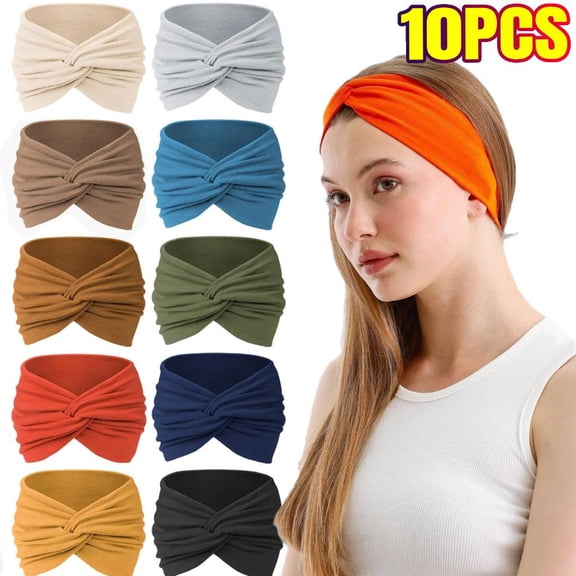 10 PCS Women Headbands African Wide Hair Wrap Extra Turban Head Bands for Lady Large Sport Workout Stretch Non-slip Big Hair Bands
