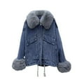 thumbnail image 5 of Viikei Womens Denim Jackets Plus Size Denim Jackets for Women Clearance Casual Short Pockets Long Sleeve Thickened Plush Jacket Coat, 5 of 5