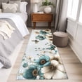 thumbnail image 4 of Teal Tulip Butterfly 2'x6' Runner Rugs for Hallway Kitchen Bedside Non Slip Washable, Beige Turquoise Floral Blue Coastal Entryway Rug Runners with Rubber Backing, Long Carpet Runner for Laundry Room, 4 of 8