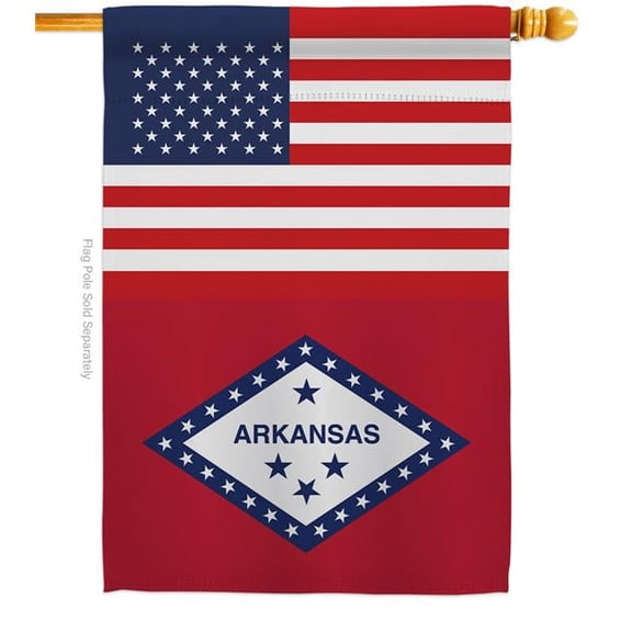 Americana Home & Garden H140754-BO 28 x 40 in. USA Arkansas American State Vertical House Flag with Double-Sided Decorative Banner Garden Yard Gift