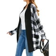 thumbnail image 6 of ZXSXSY Women Plaid Printed Open Front Pockets Long Sleeve Winter Sweater Cardigan, 6 of 8