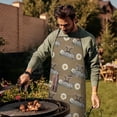 thumbnail image 4 of Brown Highland Cow Daisy Farmhouse Pattern Apron-Garden Aprons for Women with Pockets-Cotton Linen Waterproof Kitchen Cooking Gardening Aprons Adjustable for Kitchen,Cooking,BBQ and Salon 33x27 Inch, 4 of 7