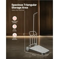 thumbnail image 5 of VEVOR Luggage Cart, 600 LBS Load Capacity, 3 Wheel Stainless Steel Bellman Cart, Valet Cart with Grey Carpeted Deck and Rubber Wheels, Ideal for Convention Centers, Hotels, Rental Properties, Silver, 5 of 9