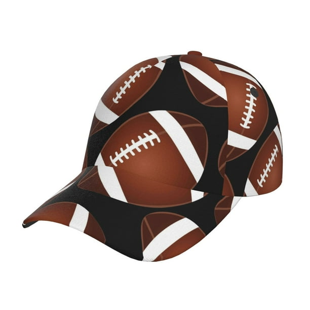 Fotbe Brown Football On Black Gorro Clásico de Béisbol, Gorra Ajustable con Broche Snapback, Gorro de Exterior de Algodón Suave