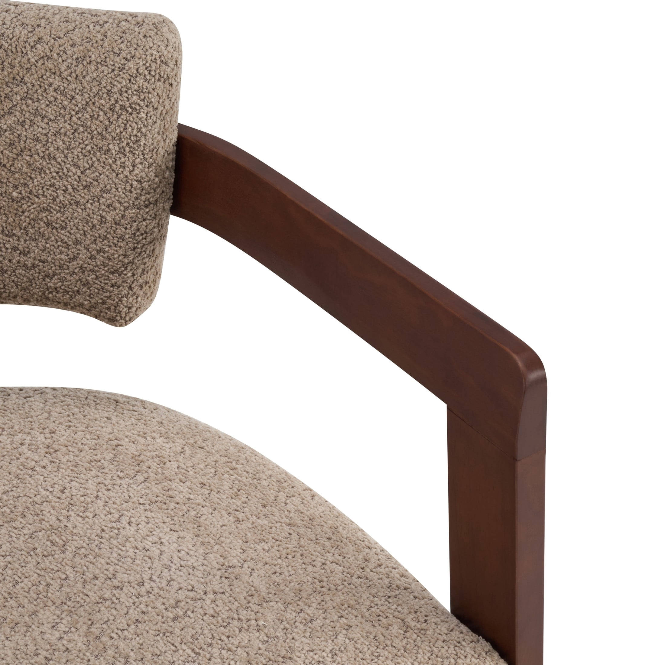 Christopher Knight Home Mid-Century Modern Boucle Upholstered Accent Arm Chair, Wood Frame, Light Brown