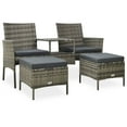 thumbnail image 1 of vidaXL 2-Seater Garden Sofa with Tea Table & Stools Poly Rattan Grey, 1 of 5