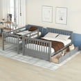 thumbnail image 3 of imerelez Twin-Over-Full Bunk Bed with Ladders and Two Storage Drawers(Gray), 3 of 9