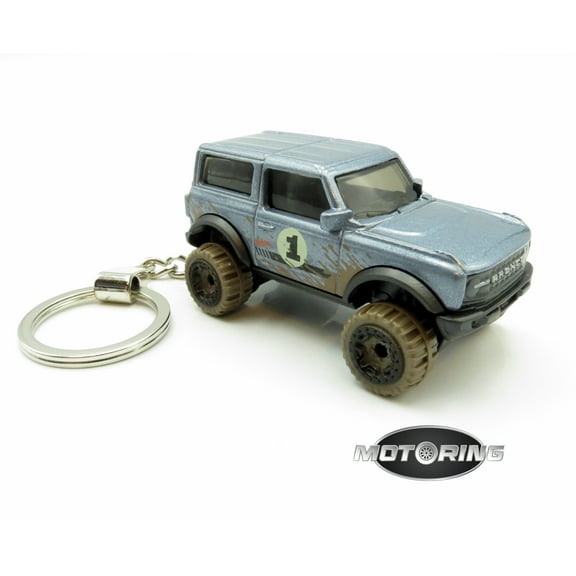 Keychain 2021 '21 Ford Bronco Gray Grey SUV Car Rare Novelty 1:64 Diecast